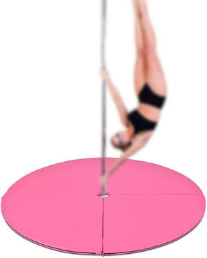 Tappetino per Pole Dance Pieghevole Tappeto per Palo da Danza Antiscivolo, Diametro 150 x 5 cm(Rosa)