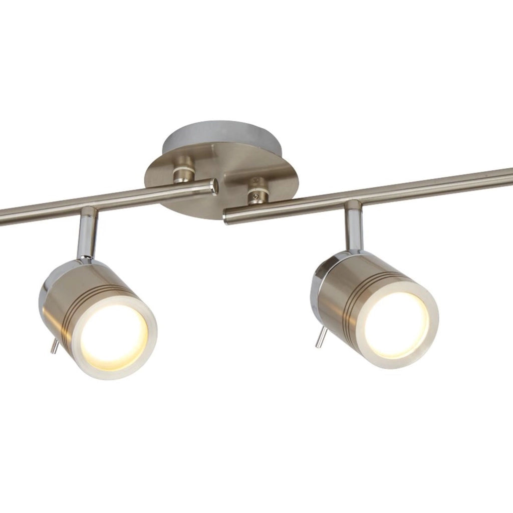 Plafoniera Contemporanea Sansone Acciaio Argento Policarbonato Cromo 4 Luci Gu10