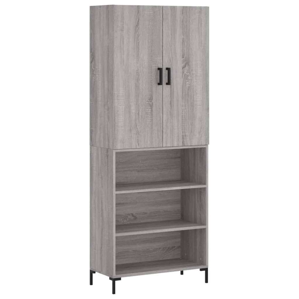 Buffet credenza cassettiera armadio mobile contenitore organizer cucina soggiorno salotto rovere Sonoma alto 69,5 x 34 x 180 cm legno ingegnerizzato grigio 02_0035411
