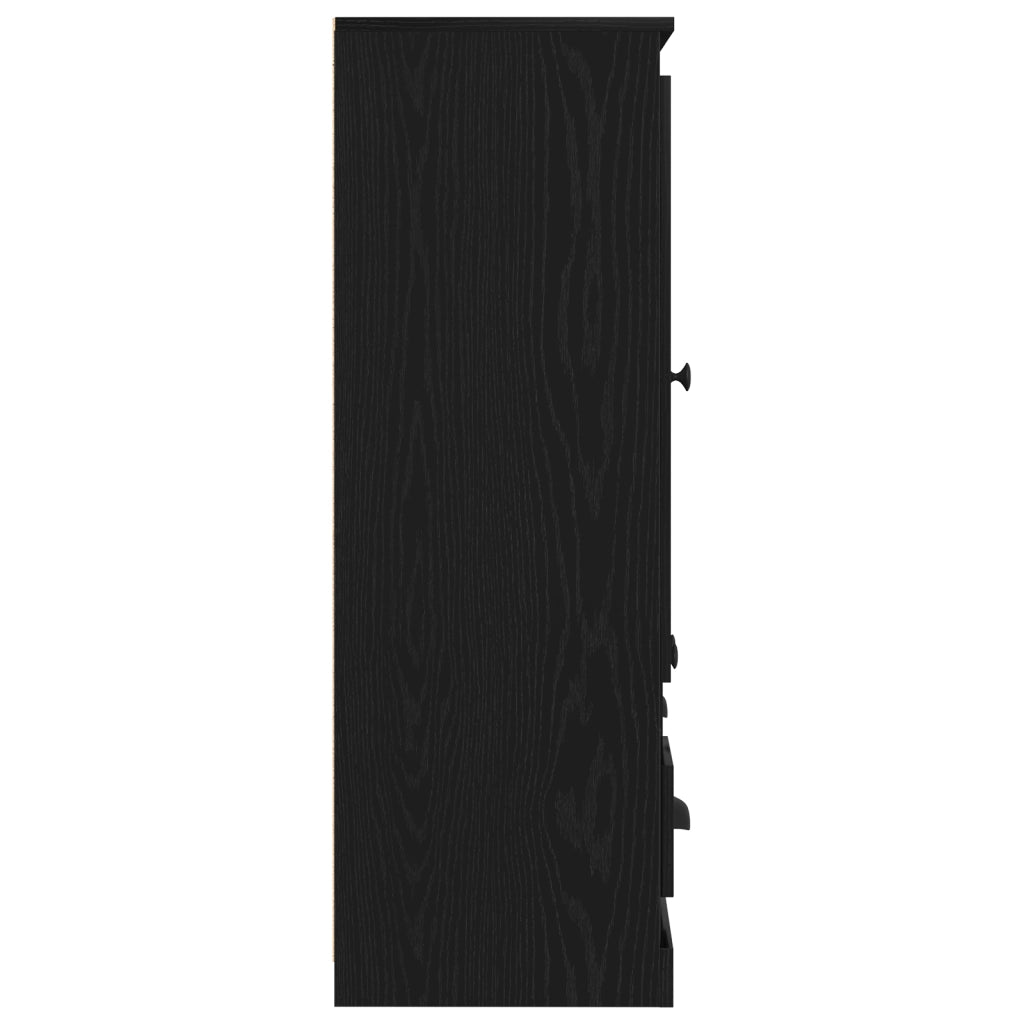 Highboard Nero Rovere 132x35,5x103,5 cm Legno Ingegnerizzato