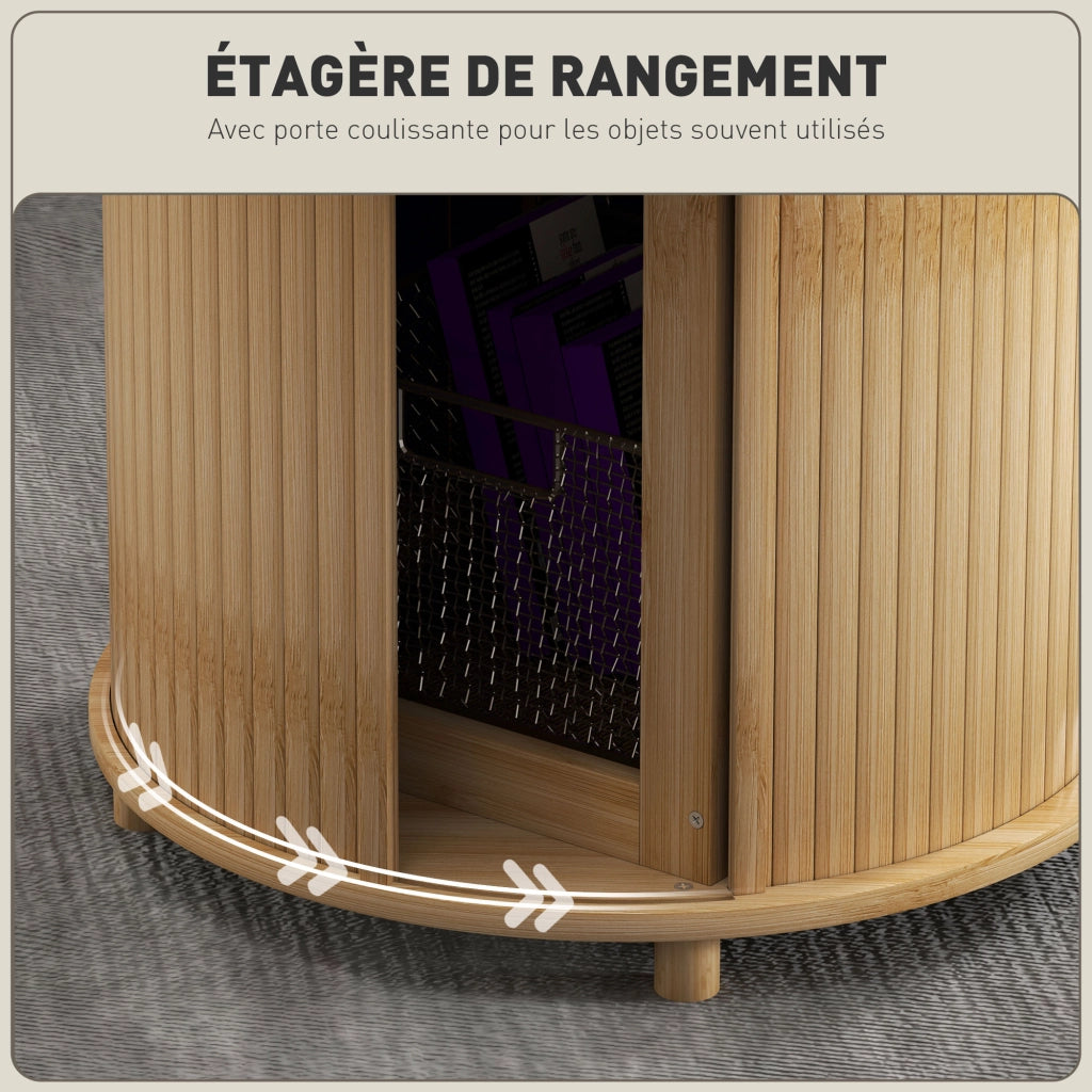 Tavolino da caff¨¨ in bamb¨´ con ripiano scorrevole ¨C zephmum ¨C ?60x45 cm, legno naturale