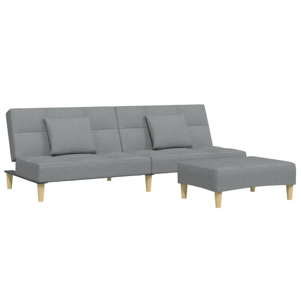 Divano Letto a 2 Posti con Poggiapiedi-Sofa Letto 2 Posti-Daybed Grigio Chiaro in Tessuto 662645
