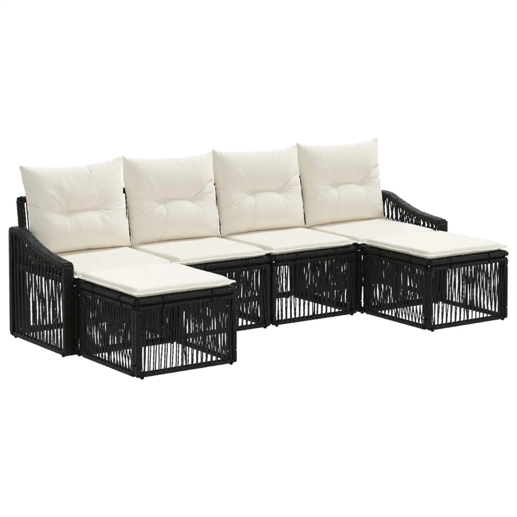 Set Divano da Giardino 6 pcs Nero polyrattan 3436084