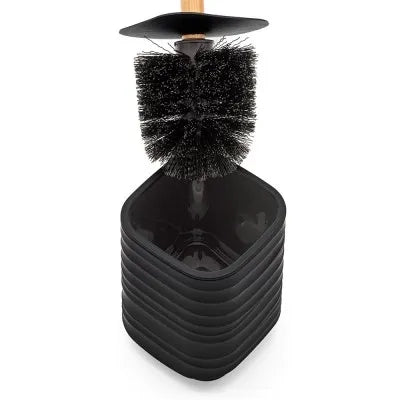 Scopino WC da appoggio nero in abs e bambù Wave