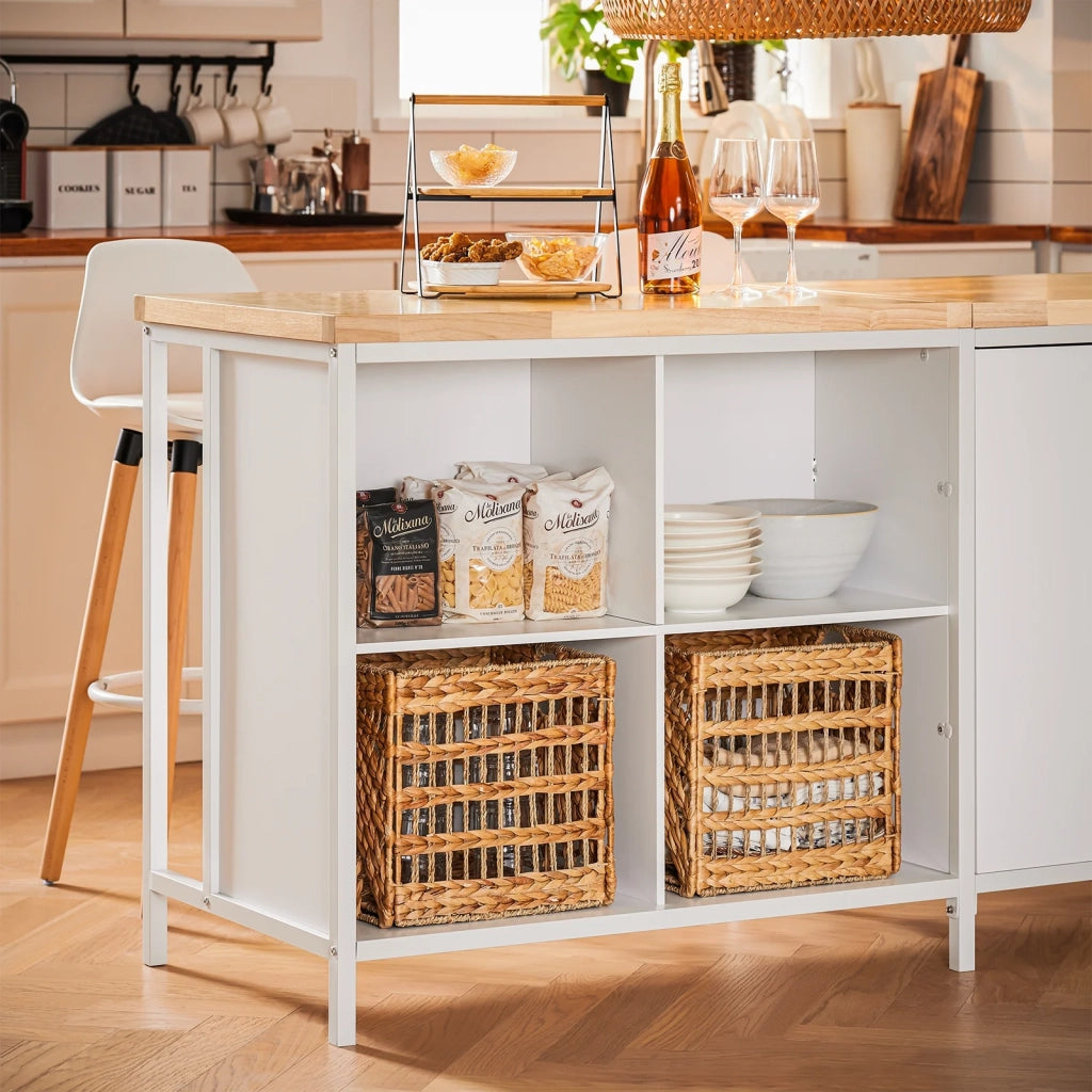 Isola cucina Mobile da cucina autoportante Credenza Tavolo da bar design industriale Bianco 170x60x89cm KNL09-WN