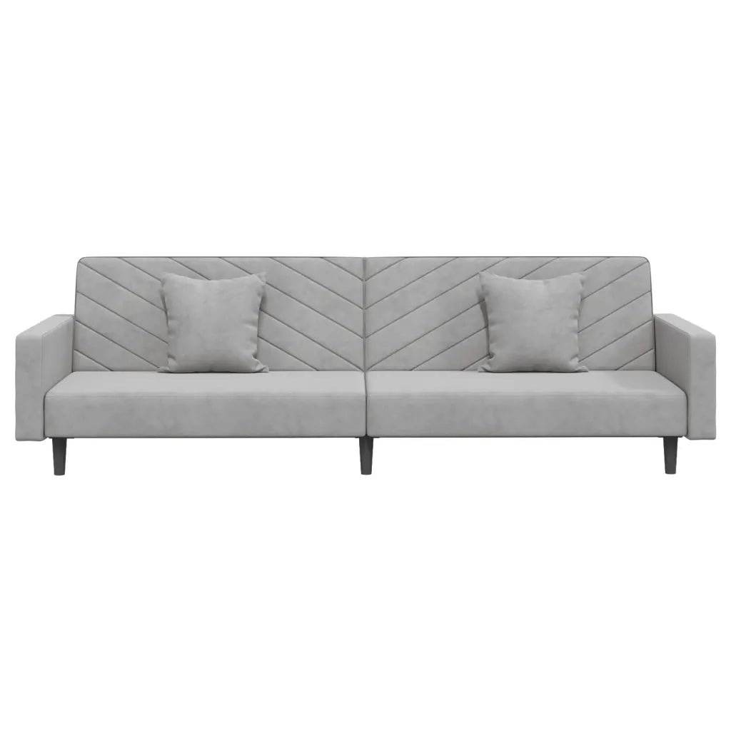 Divano letto | Sof¨¤ letto | Letto singolo a 2 Posti con 2 Cuscini Grigio Chiaro in Velluto