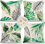 Set di 4 cuscini coprenti per esterno, 45 x 45 cm - Decorazione per giardino con foglie tropicali - Adatto per divano e terrazzo