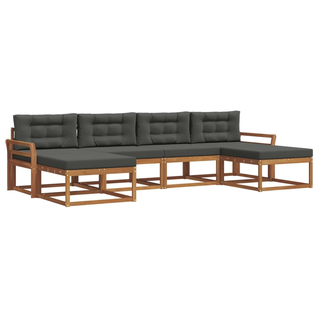 Set di divani da esterno con cuscino 6 pcs Naturale e Antracite