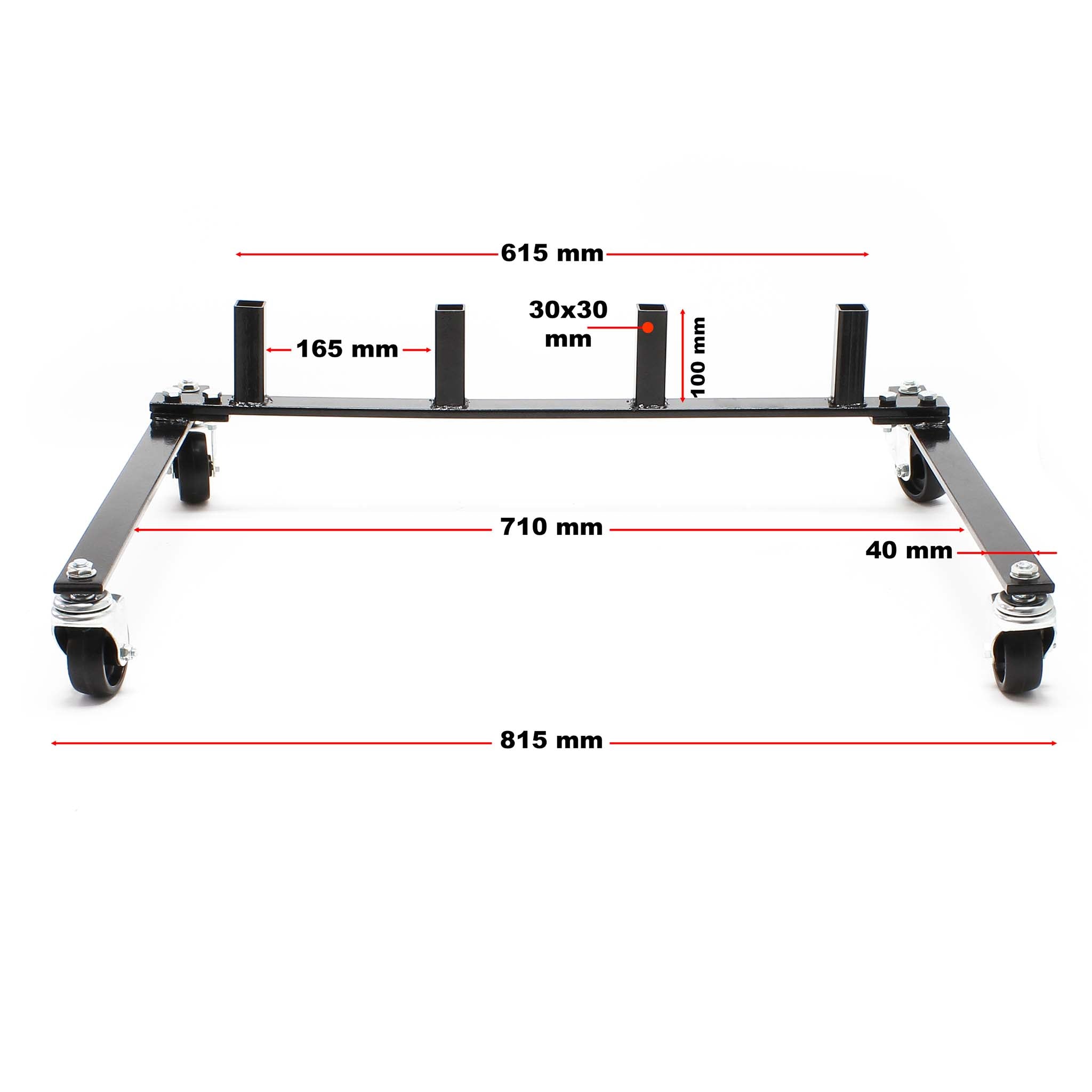 Supporto a rotelle per trasportare e riporre 4 carrelli sposta auto