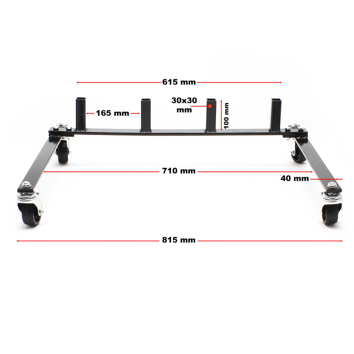 Supporto a rotelle per trasportare e riporre 4 carrelli sposta auto