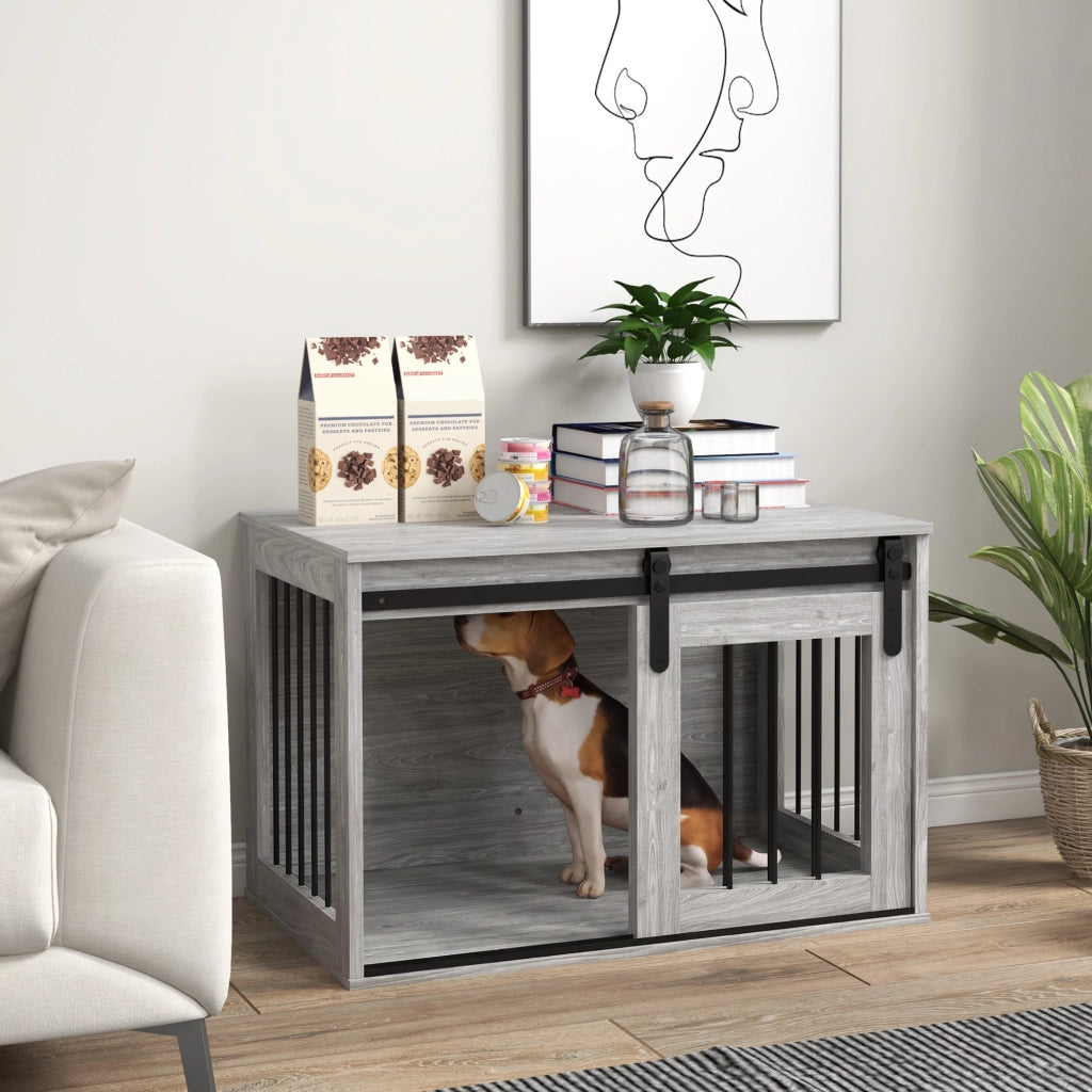 Gabbia Gabbietta per Cani Interna ¨C zephmum ¨C Effetto Legno 80x54x57 cm