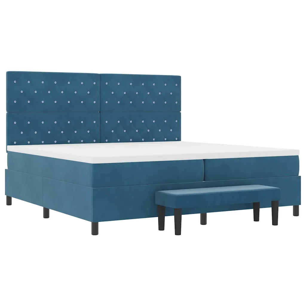 Letto a molle con materasso Blu scuro 200 x 200 cm Velluto 3344472