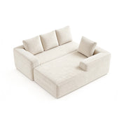 Divano angolare modulare reversibile con chaise lounge e seduta profonda in velluto a coste beige