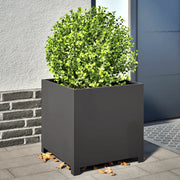 Fioriera da Giardino-Vaso da Esterno-Contenitore per Piante Nera 50x50x50 cm in Acciaio 102394