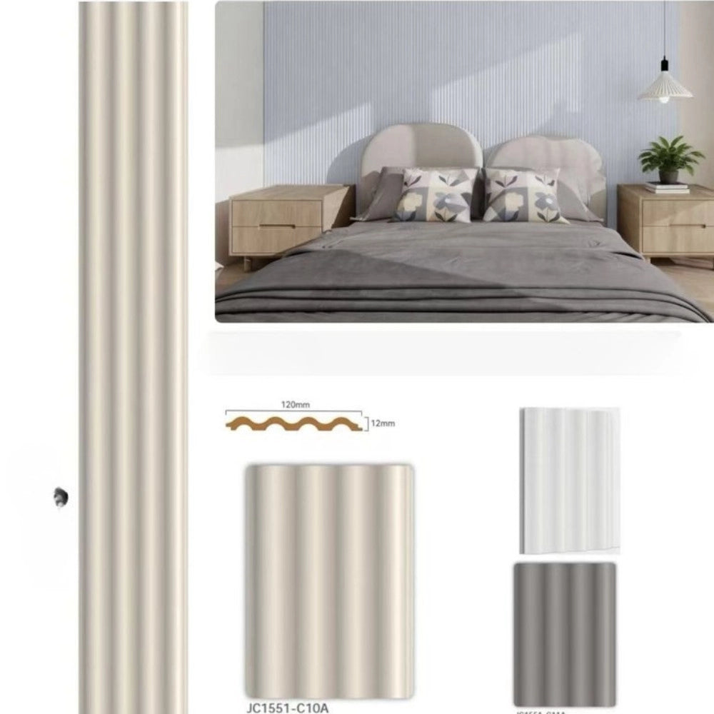 Trade Shop - Pannello Decorativo Da Parete Effetto Ondulato Beige 120x290 Cm In Ps Moderno -