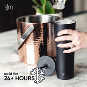 Tumbler classico per caffè e birra 828mL (28oz) con 2 coperchi, beccuccio e manico di legno riutilizzabile, isolato, becher per pint in acciaio inox 18/8.