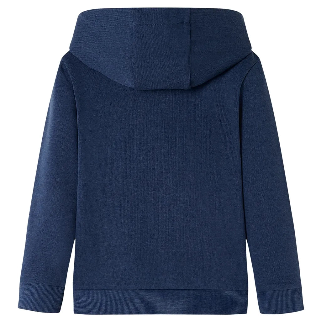 Felpa da Bambino con Cappuccio Blu Marino Mélange e Arancione 140 12778