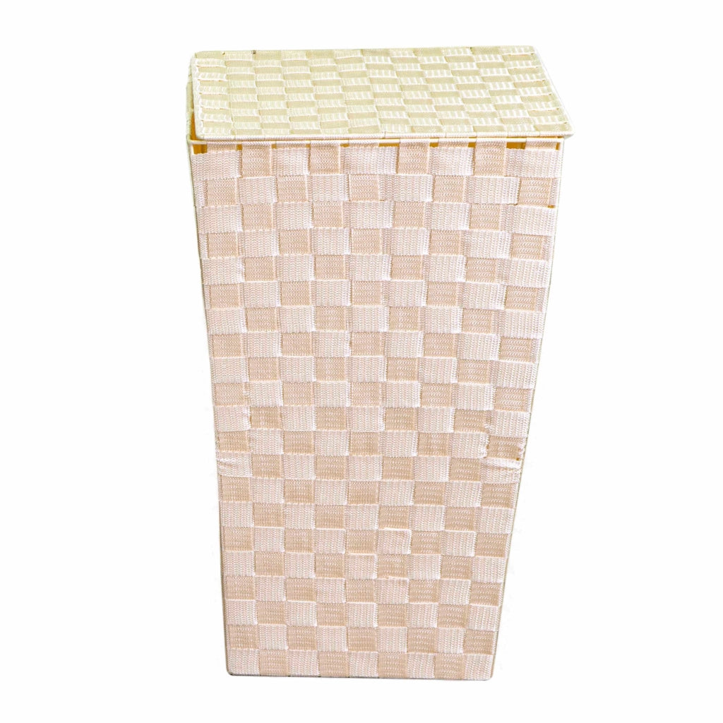 Cesto Portabiancheria in poliestere crema quadro cm 33x33xh53