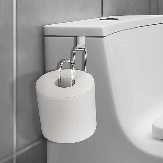Due supporti per carta igienica per sopra il water, inclusi dispenser e serbatoio per organizzazione e spazio di stoccaggio nella cabina doccia - Metallo, appeso, adatto a 1 rotolo