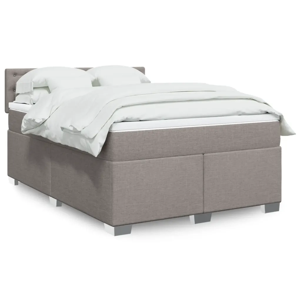 vidaXL Giroletto a Molle con Materasso Tortora 140x190 cm in Tessuto