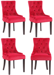 Set 4 poltrone pranzo Aberdeen in velluto rosso,antico