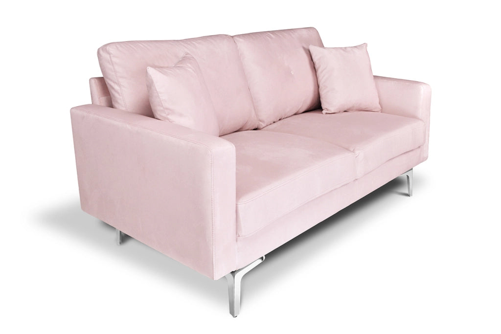 Divano 2 posti in velluto rosa piedi in metallo - Chloe - DI2P-CH19VLT-PM