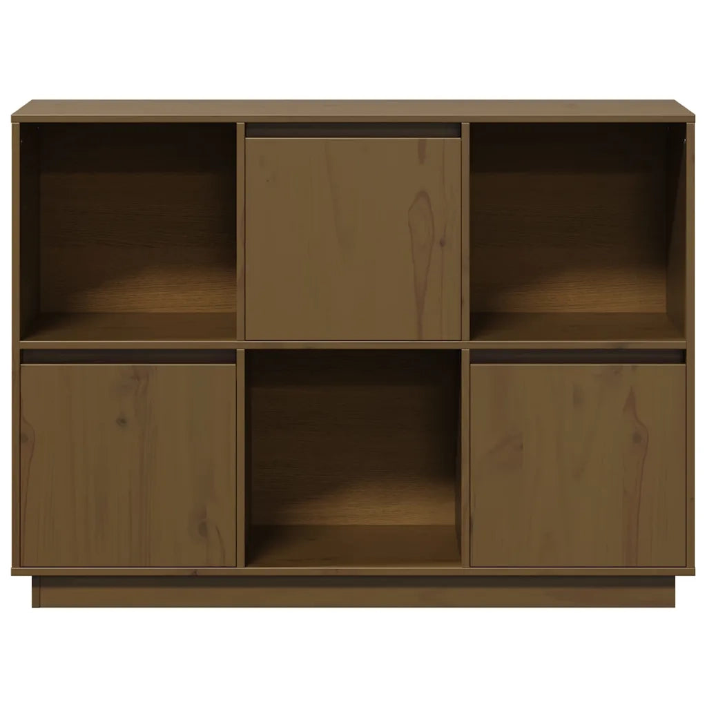 Credenza Marrone Ambrato 110,5x35x80 cm Legno Massello di Pino 814357