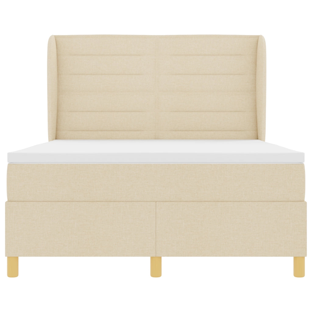 Letto Box Spring con Materasso Panna 140x190 cm Tessuto