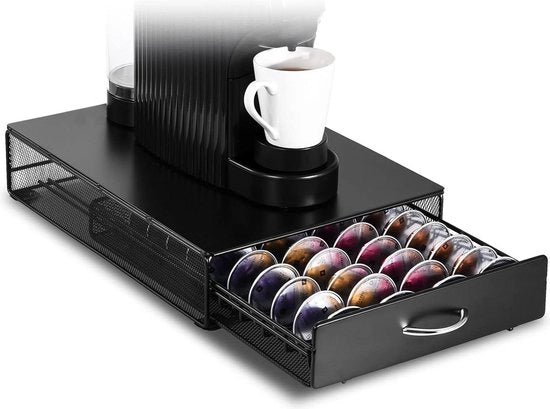 Capsula espresso con lavello e scatola di conservazione per tazze Nespresso Vertuo - 40 tazze - Nero