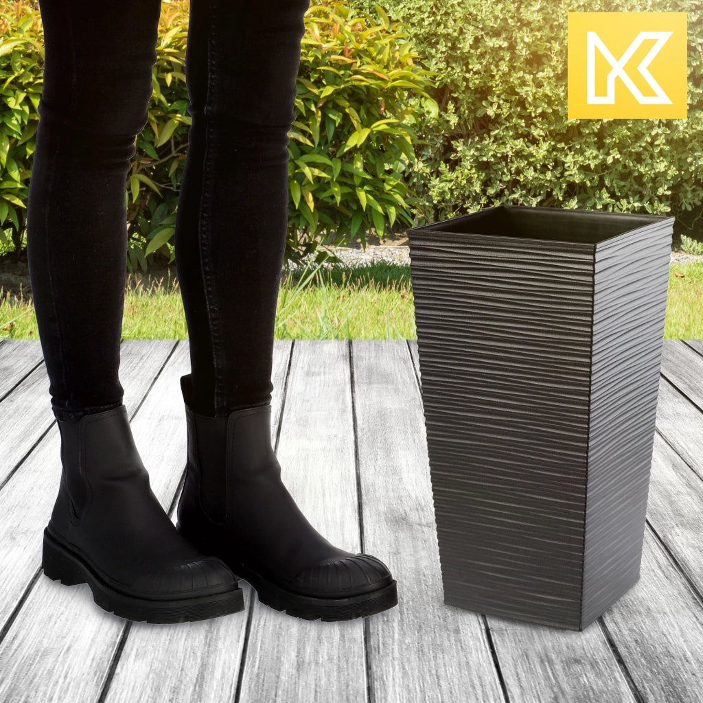 Vaso da fiori KADAX con inserto, coprivaso, alto, grafite, 19x36 cm