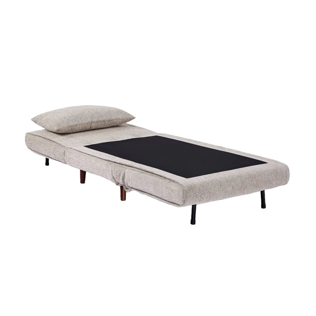 Poltrona letto convertibile in tessuto ciniglia, beige