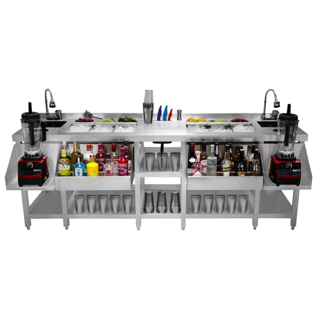 Stazione cocktail bar gemella Lavello per ghiaccio isolato in acciaio inox Risciacquo bicchieri