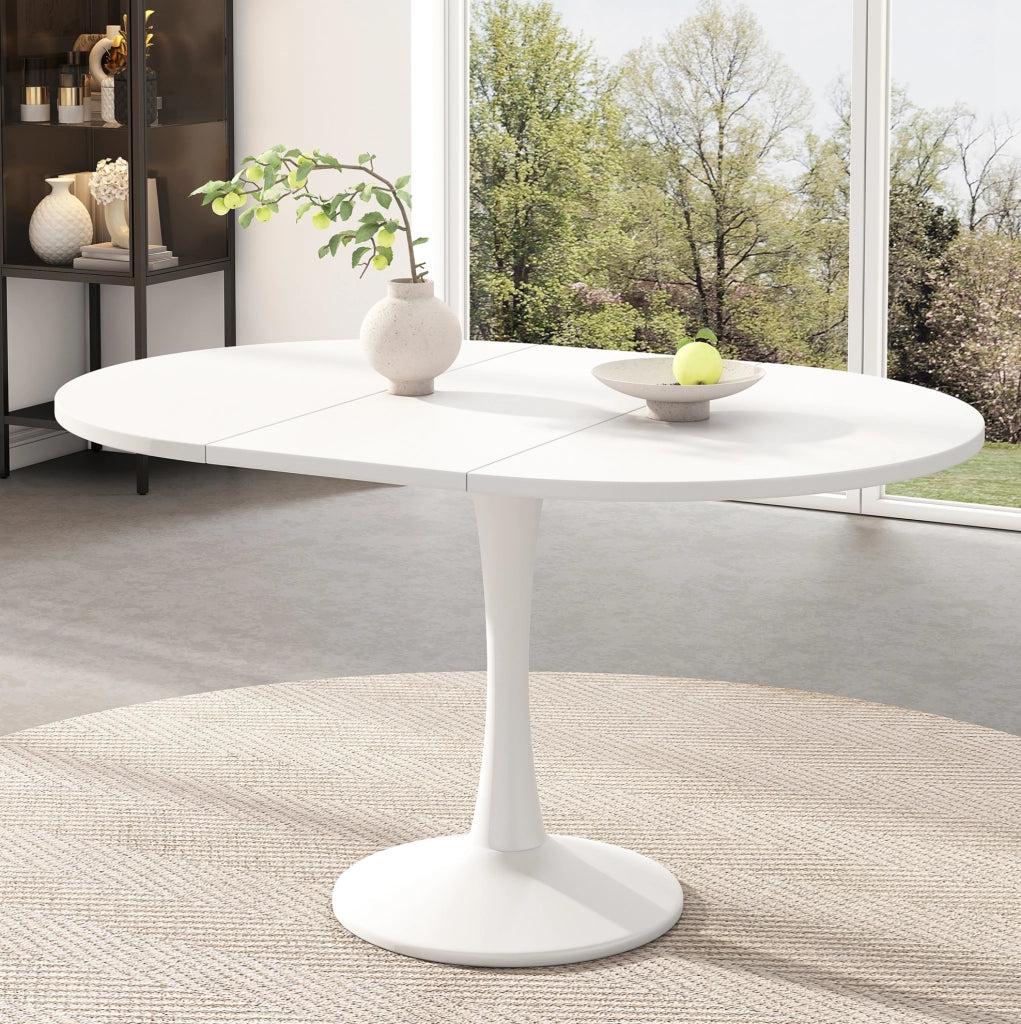 Tavolo da pranzo allungabile ovale; bianco; MDF