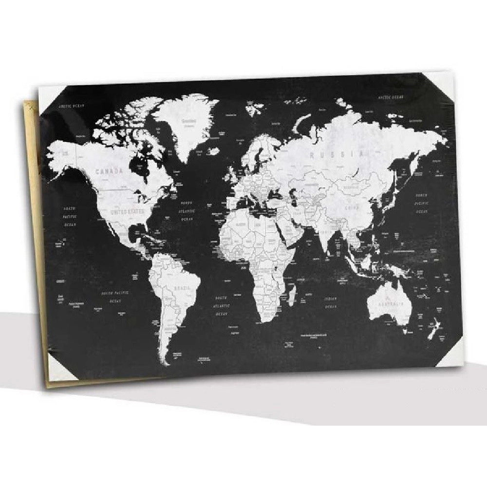 Trade Shop - Quadro Quadretto Decorativo 50x40x1,5cm Tela Su Legno World 4 Decori Ass. 834806 -