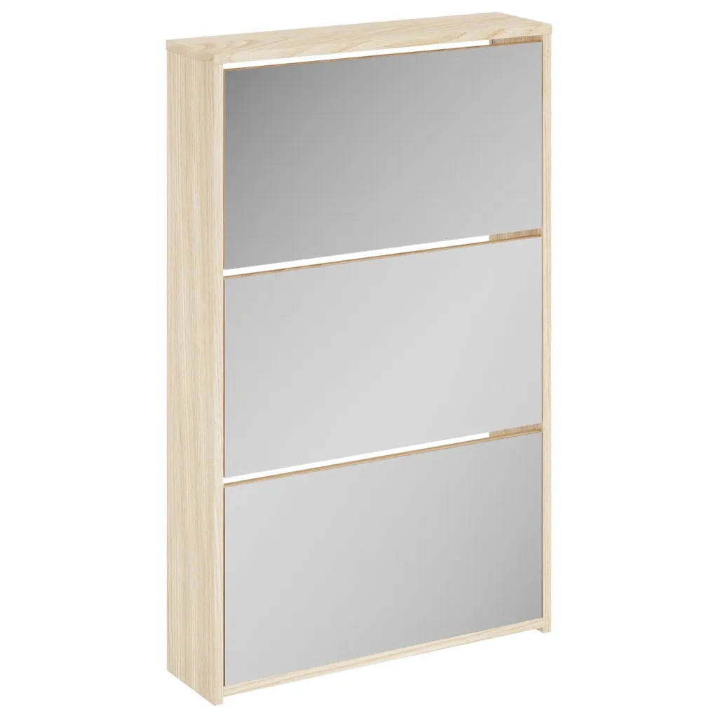 Scarpiera con 3 Ripiani e Specchio Colore Rovere 63x17x102,5 cm 243047