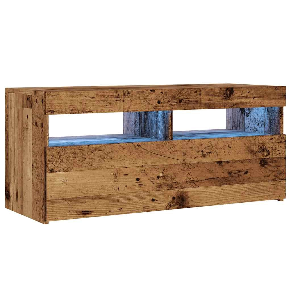 Mobile TV multimediale scaffale TV credenza mobile TV sala da pranzo soggiorno camera da letto con luci LED legno invecchiato legno ingegnerizzato marrone 02_0026837
