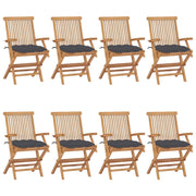 Sedie da Giardino con Cuscini Antracite 8pz Legno Massello Teak