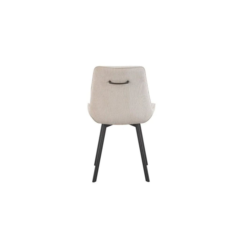 Sedia da pranzo LOLA – Velluto a coste sabbia – Piedi in metallo nero – Stile design / industriale