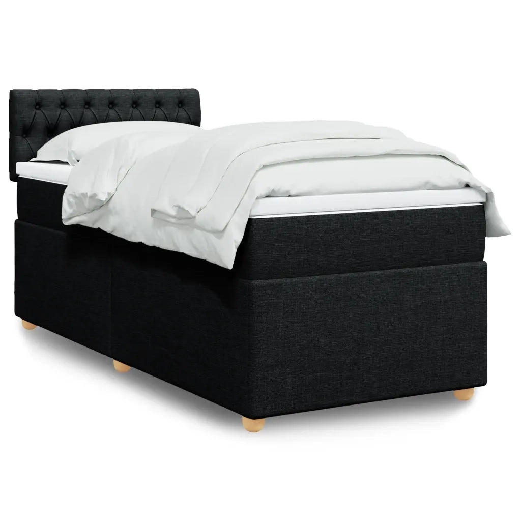 Giroletto a Molle con Materasso-Struttura Letto Nero 80x200 cm inTessuto 456048