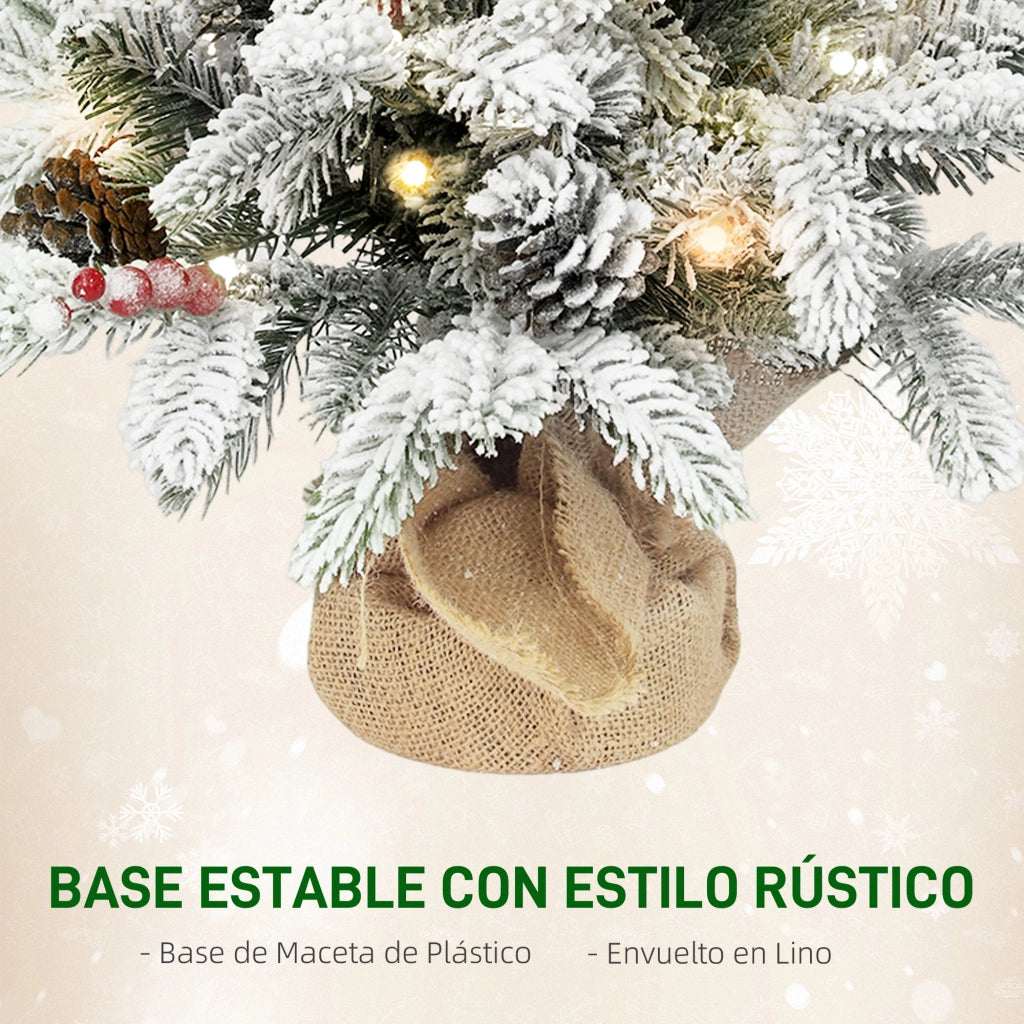 Albero di Natale Artificiale 60 cm con Luci LED e Neve ¨C zephmum ¨C Verde