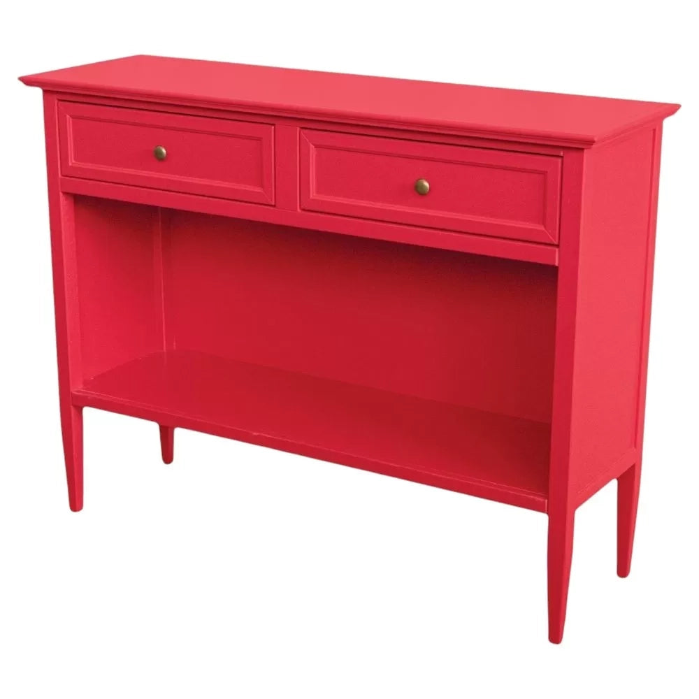 Madia credenza 2 cassetti 1 vano a giorno legno shabby rosso lampone 110x35x83 - Mobili 2G