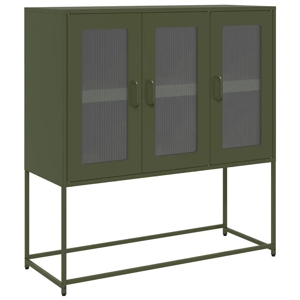 vidaXL Credenza Verde Oliva 100,5x39x107 cm Acciaio Laminato a Freddo