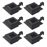 Set di 6 luci solari quadrate per esterni facili da installare 12 x 6,5 cm plastica nera 02_0045900