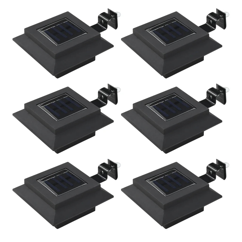 Set di 6 luci solari quadrate per esterni facili da installare 12 x 6,5 cm plastica nera 02_0045900