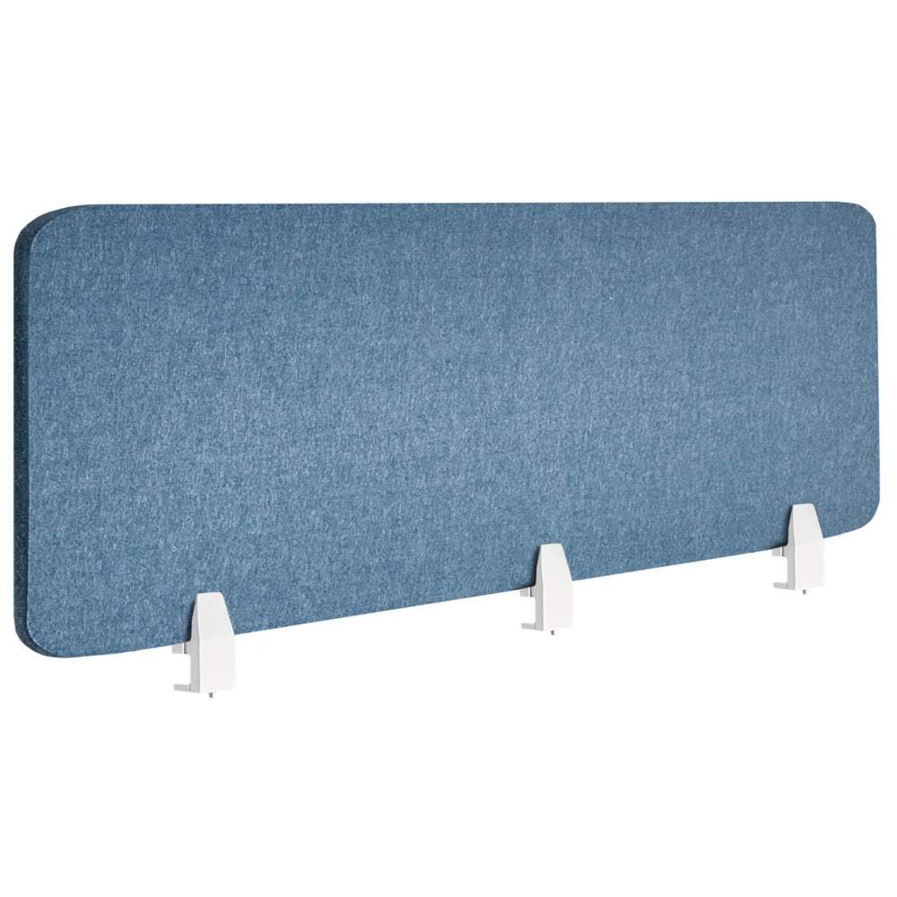 Scherzo da scrivania in PET con rivestimento in tessuto 180 x 50 cm blu Schermo acustico Morsetti di montaggio modulari Casa Ufficio