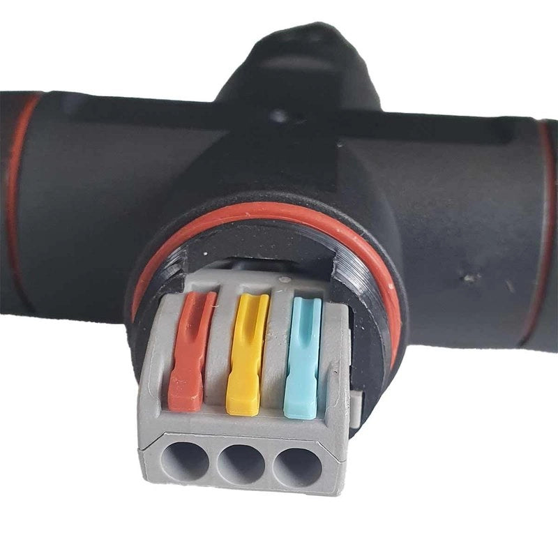 2 Connettori Giunta X IP68 Senza Viti 3 Posti per Cavo Elettrico 6 12mm 150x30mm