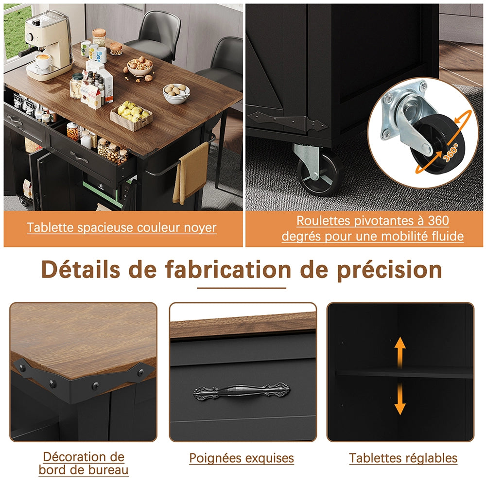 Isola cucina - Xylo - 4 porte/2 cassetti venatura legno nero