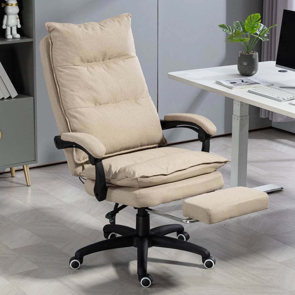 Sedia da ufficio massaggiante reclinabile con poggiapiedi ¨C zephmum ¨C beige