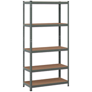 Scaffale portaoggetti 90 x 40 x 180 cm 5 ripiani regolabili in metallo e legno grigio portata 175 kg 20_0014772