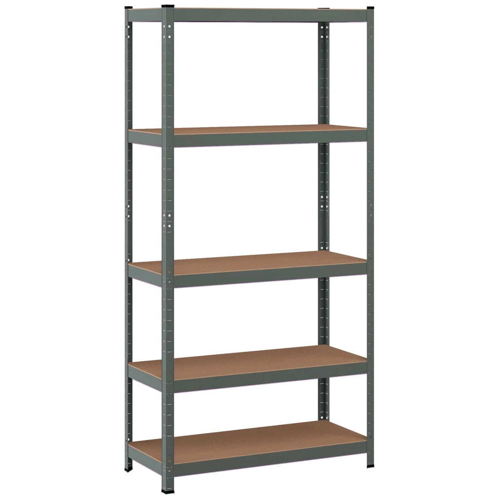 Scaffale portaoggetti 90 x 40 x 180 cm 5 ripiani regolabili in metallo e legno grigio portata 175 kg 20_0014772